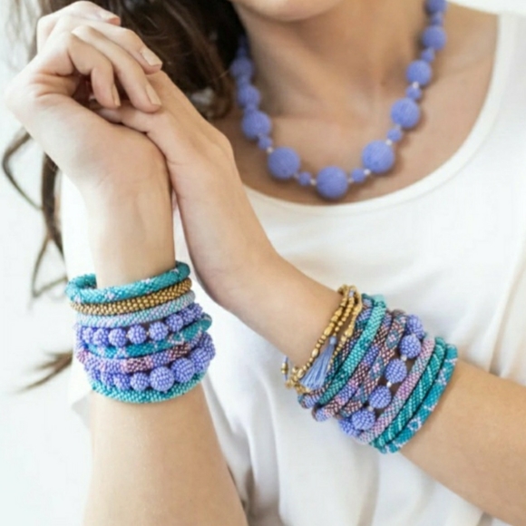 COTTON CANDY -Original Roll-On® Bracelets, 7" round, made in Nepal #3 (3 pieces) - Picture 4 of 9